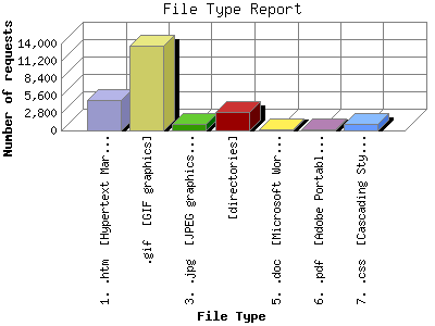 File Type Report: Number of requests by File Type.