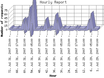 Hourly Report: Number of requests by Hour.
