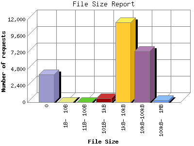 File Size Report: Number of requests by File Size.